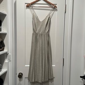 Elevenses (Anthropologie) - Metallic pleated ballerina dress. Never worn.